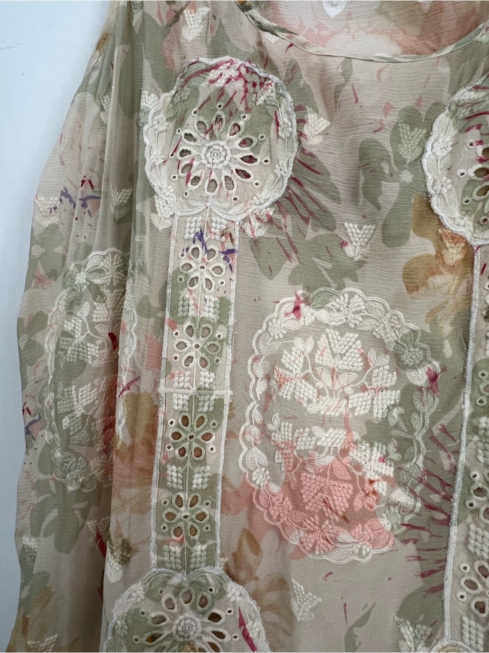 Sundance Floral Eyelet Lace Trim Maxi Dress size XL - Picture 2 of 5